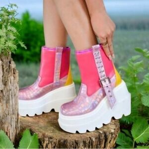 Cape Robbin Pink and Yellow Platform Boots